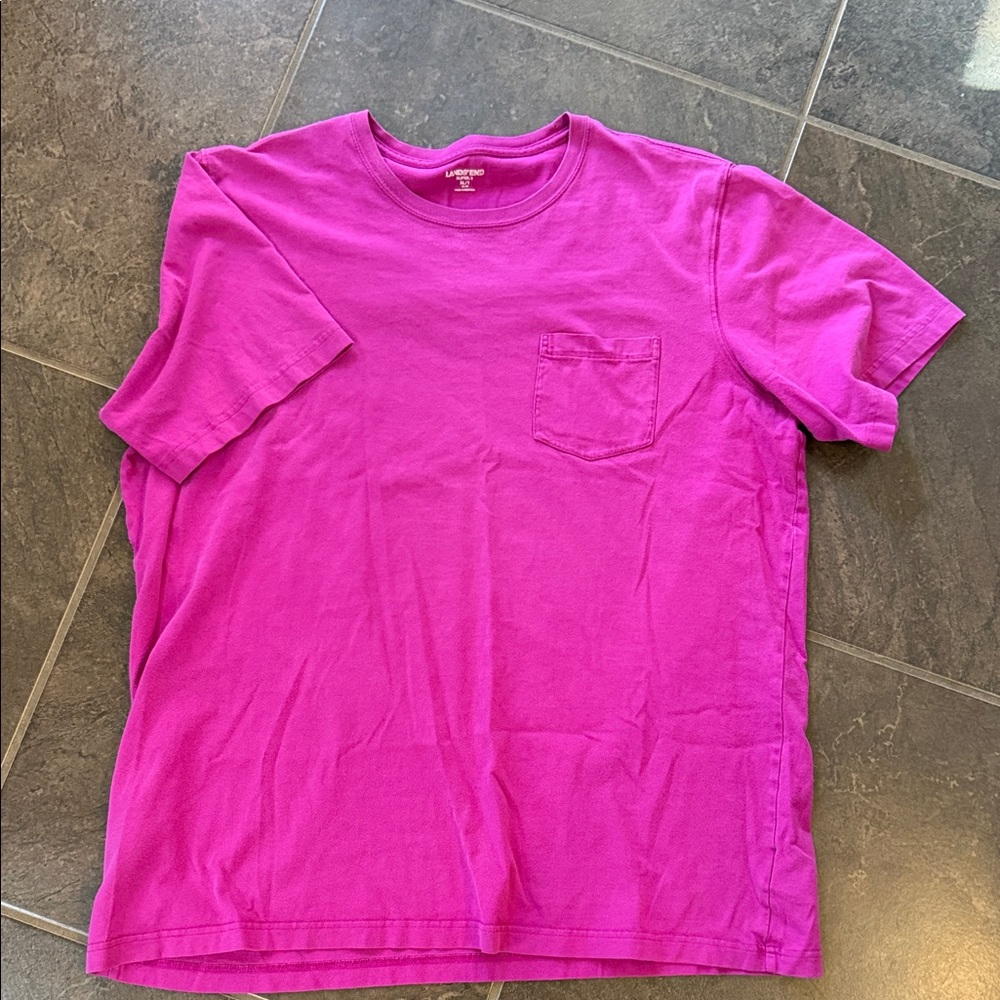 Lands' End Vibrant Pink Short Sleeve Super T. Men’s XLT. EUC.